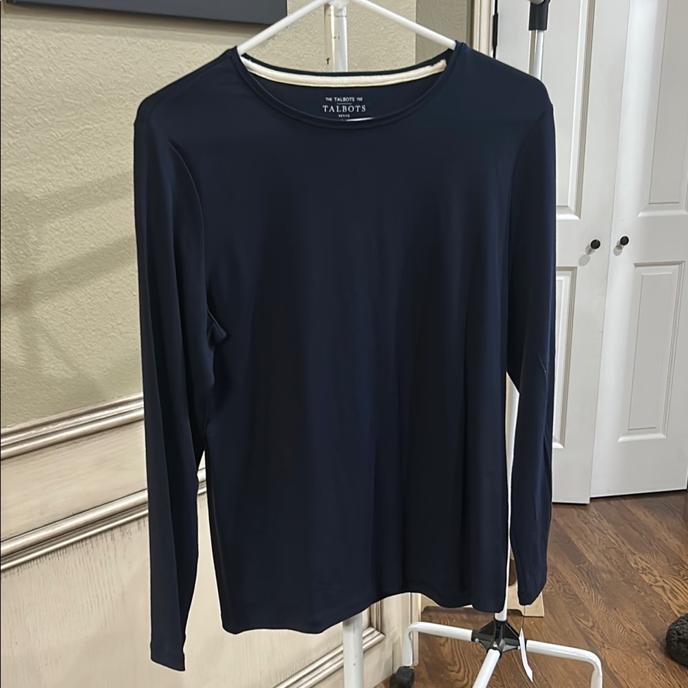 Talbots Navy Long Sleeve Shirt. New with tags.  Size large petite